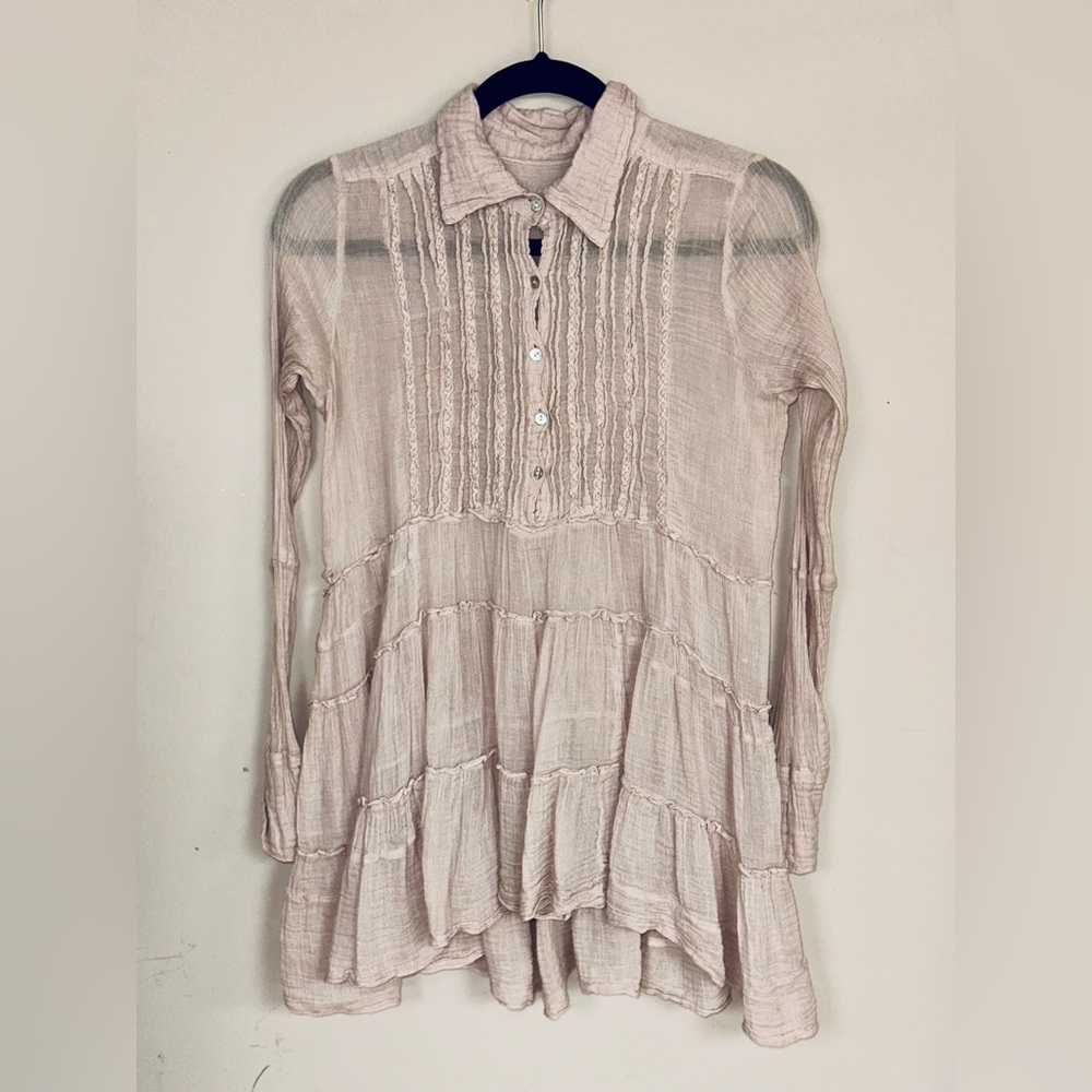 Free People Pastel Pink Boho Peasant Top